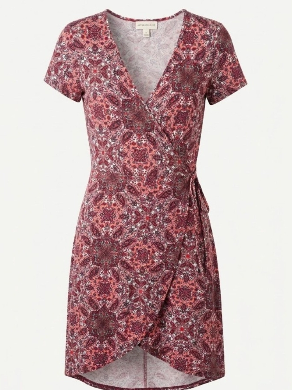 Vintage Bobbie Brooks Pink Red Floral Wrap Midi Dress